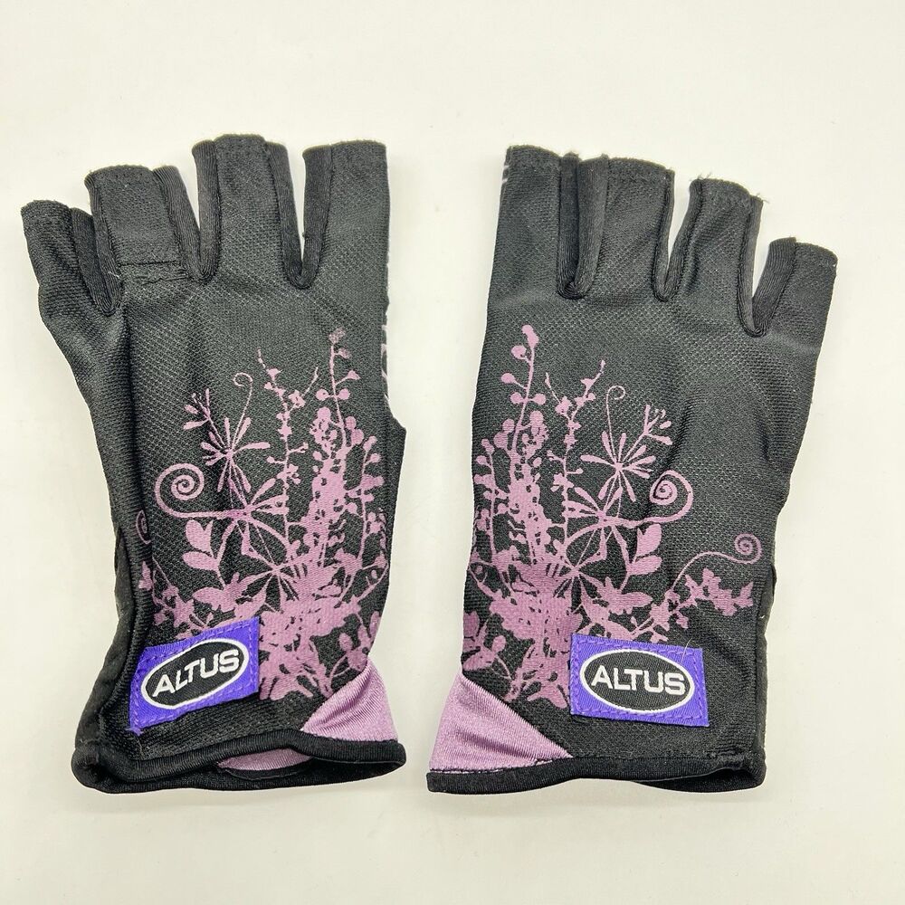 ALTUS Bike & Weightlifter Gloves Black Synthetic Leather Half-Fingers Size Small